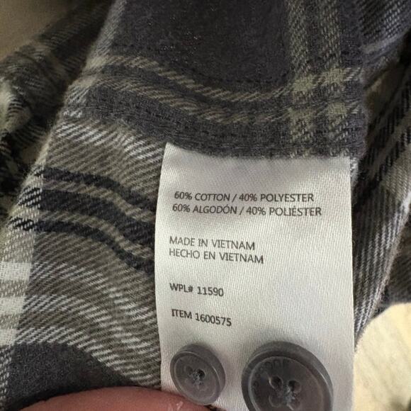 Original Weatherproof Vintage MensGray Plaid Flannel Button Down Shirt XXL - Picture 4 of 6